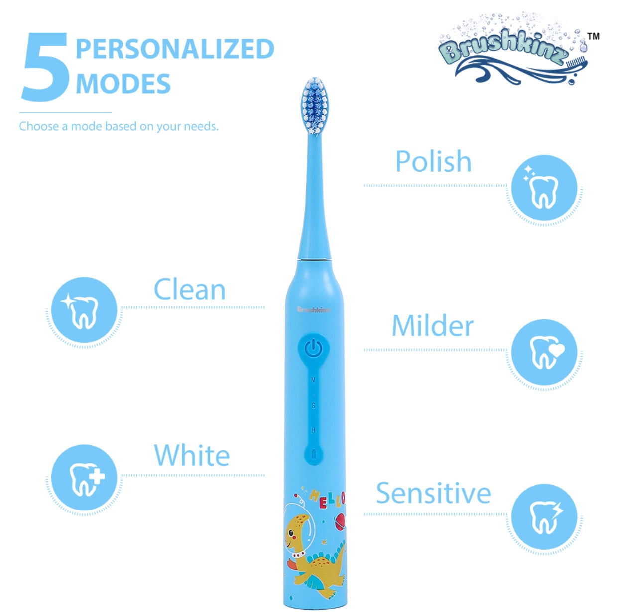 Kids Electric Toothbrush 5 Modes with Smart Timer