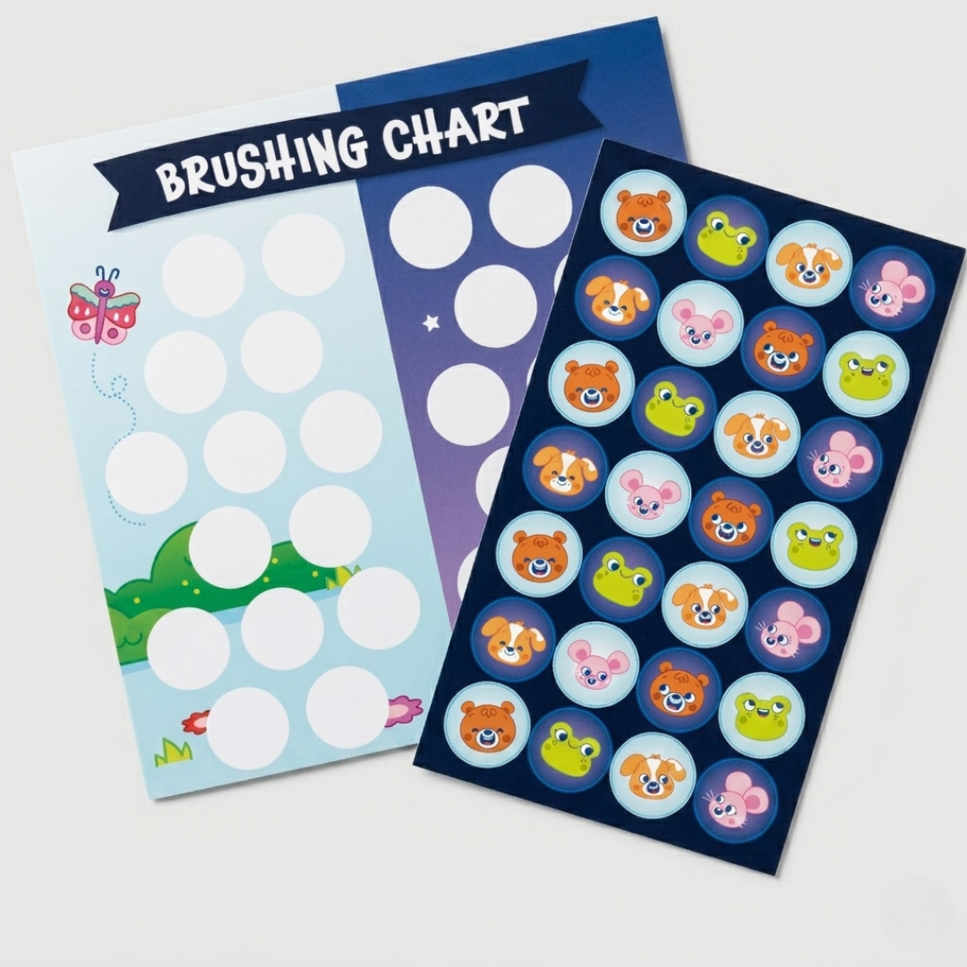 brushing chart and sticker sheet